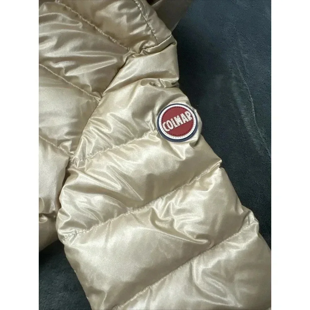 Colmar Girls Bronze Metallic Hooded Puffer Coat Jacket Size 12 Year Quilted